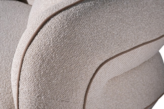 Диван Амели (Amelia) трехместный букле светлый 253*100*67см с бежевым кантом (TT-00016098)