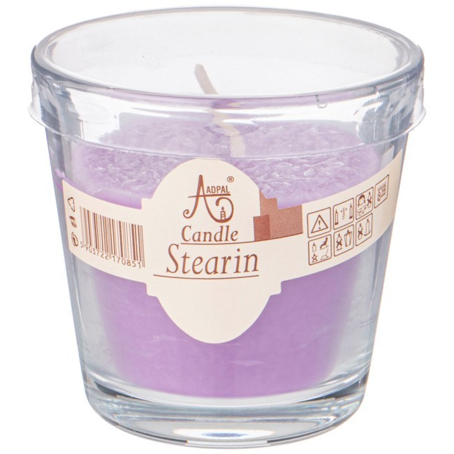 Свеча ароматическая стеариновая в стакане lavender диаметр 7,5 см высота 7,5 Adpal (348-804)
