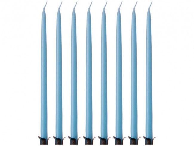 Набор свечей из 8 шт. 23/1 см. лакированный голубой (кор=3набор.) Adpal (348-629)