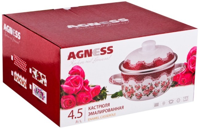 Кастрюля agness эмалированная 4,5л, 24х13 см Agness (934-523) Кастрюля agness эмалированная 4,5л, 24х13 см Agness (934-523)