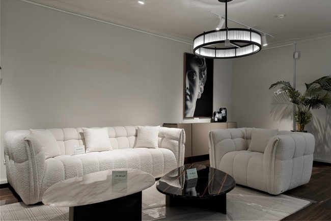 Диван Prato трехместный букле белый 249*106*74см (TT-00013631) Диван Prato трехместный букле белый 249*106*74см (TT-00013631)