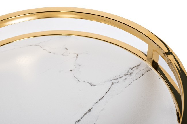Стол журнальный мраморное стекло/золото d41*60см (TT-00011828)