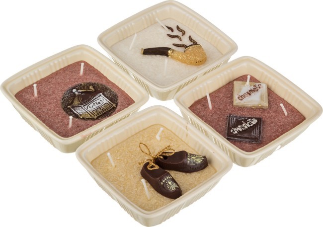 Набор свечей из 4 шт. "для мужчин" 11*11*4 см. Adpal (348-523)