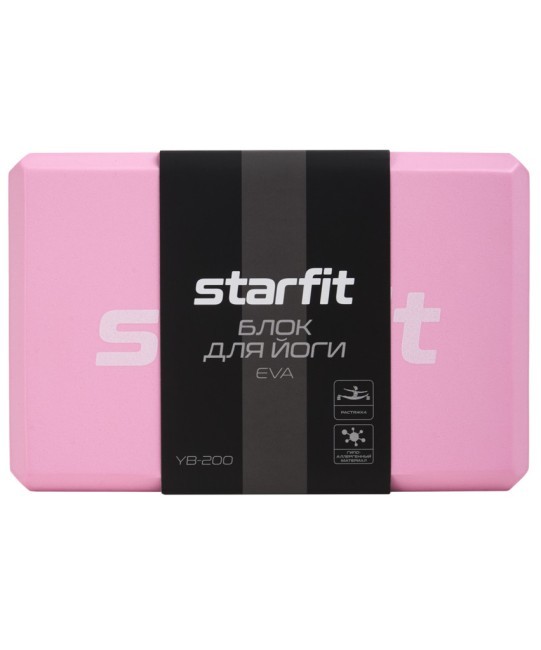 Блок для йоги Starfit YB-200 EVA, розовый пастель (2113197)