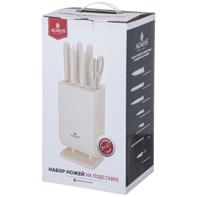 Набор ножей agness с ножницами и мусатом на пластиковой подставке, 8 предметов Agness (911-741) Набор ножей agness с ножницами и мусатом на пластиковой подставке, 8 предметов Agness (911-741)
