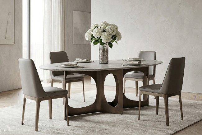 Стол обеденный Травертин (Travertine), столешница травертин 240*110*76см (TT-00016042)