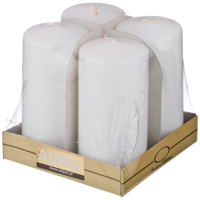 Набор свечей из 4 шт.10*5 см.белый лакированный Adpal (348-591) Набор свечей из 4 шт.10*5 см.белый лакированный Adpal (348-591)