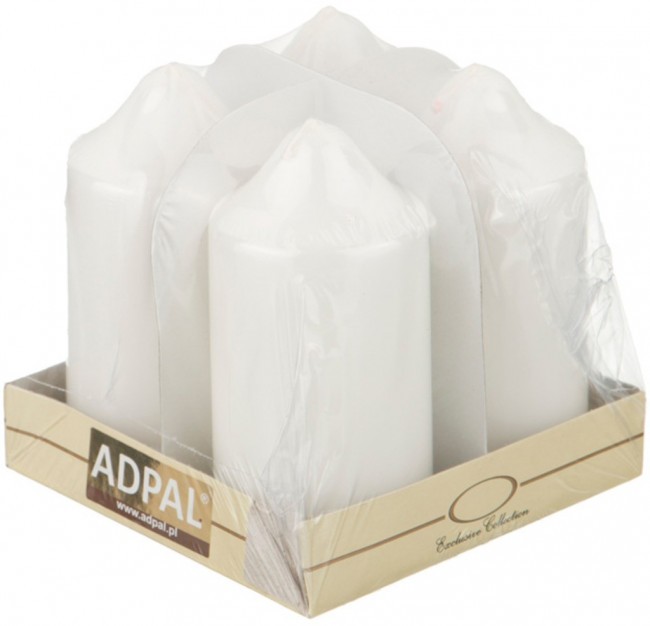 Набор свечей из 4 шт.10*5 см.белый лакированный Adpal (348-591)