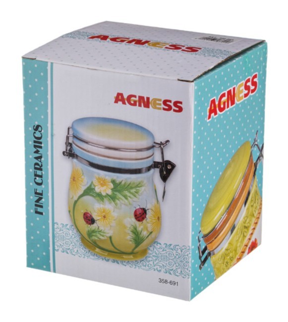Емкость для сыпучих продуктов "корейская роза" высота=15 см. / 750мл Agness (358-457) Емкость для сыпучих продуктов "корейская роза" высота=15 см. / 750мл Agness (358-457)
