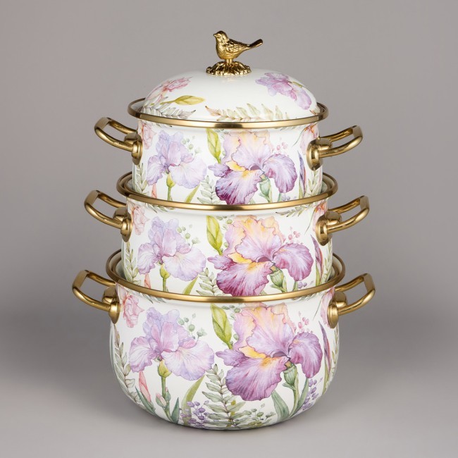 Набор кастрюль agness эмалированных серия "irises", 6пр. 2,1л, 2,8л и 3,8л Agness (950-607)