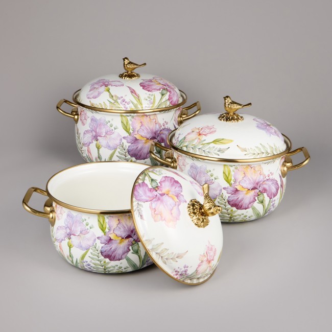 Набор кастрюль agness эмалированных серия "irises", 6пр. 2,1л, 2,8л и 3,8л Agness (950-607)