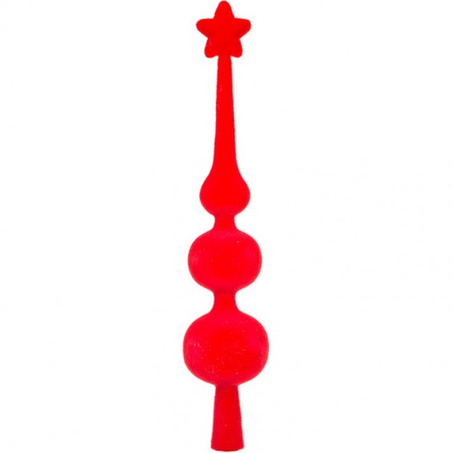 Верхушка на елку "велюр" 32 см  цвет:красный высота=31 см диаметр=6 см (мал-36 шт./кор=144 шт.) Lefard (866-113)