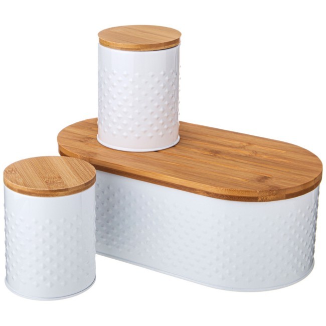 Хлебница agness 33,8х18х12см с 2-мя банками д/сып. прод. d10см, h11см, white Agness (938-075)