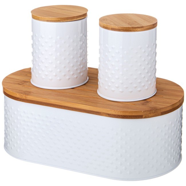 Хлебница agness 33,8х18х12см с 2-мя банками д/сып. прод. d10см, h11см, white Agness (938-075)