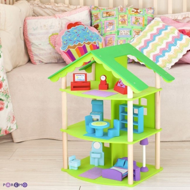 Деревянный кукольный домик "Фиолент", с мебелью 14 предметов в наборе, для кукол 15 см (PD216-02) Деревянный кукольный домик "Фиолент", с мебелью 14 предметов в наборе, для кукол 15 см (PD216-02)