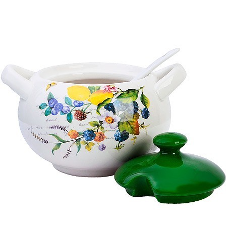 Сахарница с крышкой 375мл с ложкой 3пр Лесные ягоды с лимонами доломит LR (60150) Сахарница с крышкой 375мл с ложкой 3пр Лесные ягоды с лимонами доломит LR (60150)