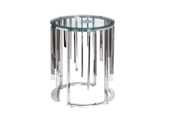 Стол журнальный стекло прозр/серебро d46*55см (TT-00006542)