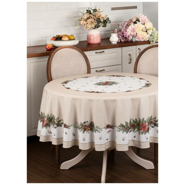 Скатерть круглая "celebration" 190см ,бежевый, 100% хлопок,твил,горох пропитка Lefard (850-734-22) Скатерть круглая "celebration" 190см ,бежевый, 100% хлопок,твил,горох пропитка Lefard (850-734-22)