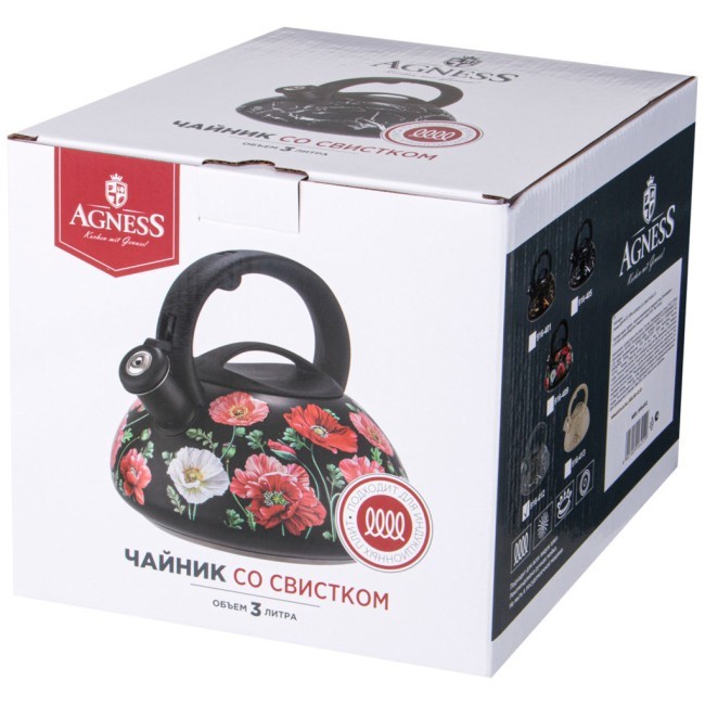 Чайник agness со свистком 3 л, серия fantasy, индукционное капсульное дно Agness (916-413) Чайник agness со свистком 3 л, серия fantasy, индукционное капсульное дно Agness (916-413)