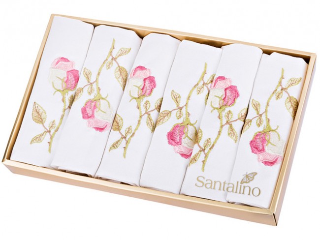 Комплект салфеток из 6 шт. "роза" 40*40 см. вышивка , х/б-100% SANTALINO (850-517)