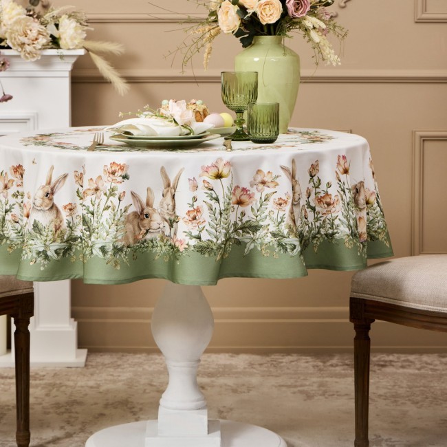 Скатерть круглая "sense" 150см ,зеленый 100%хлопок, твил с пропиткой Lefard (850-753-23)