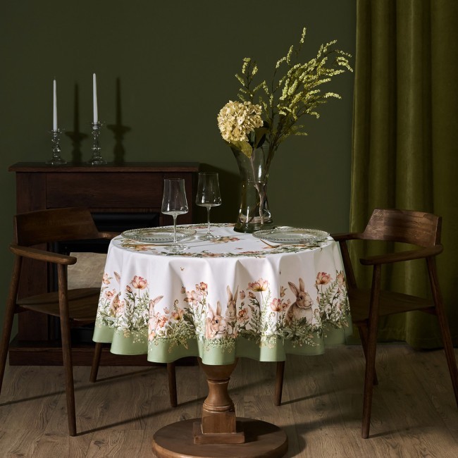 Скатерть круглая "sense" 150см ,зеленый 100%хлопок, твил с пропиткой Lefard (850-753-23)