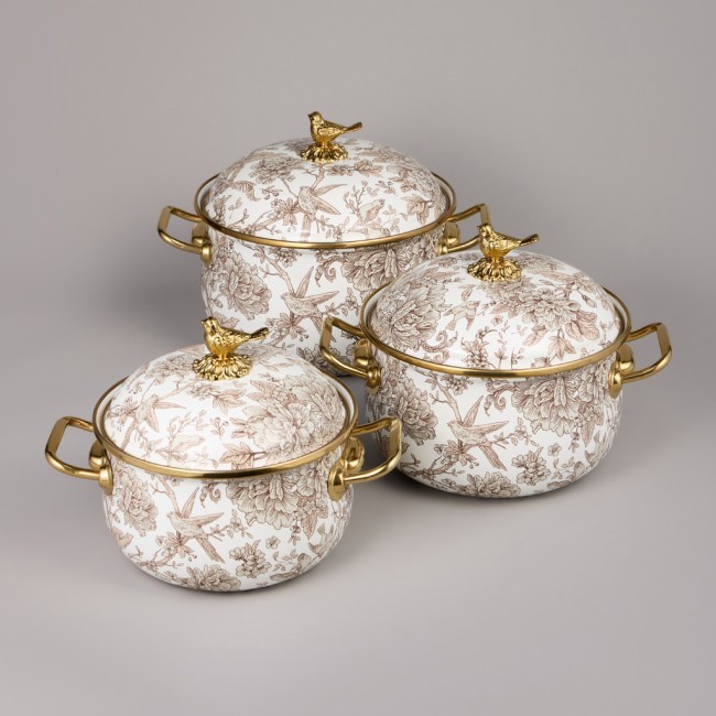 Набор кастрюль agness эмалированных серия "royal garden", 6пр. 2,1л, 2,8л и 3,8л Agness (950-605)