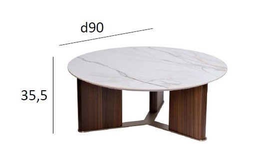 Стол журнальный круглый иск.камень белый d90*35.5см (TT-00010258)