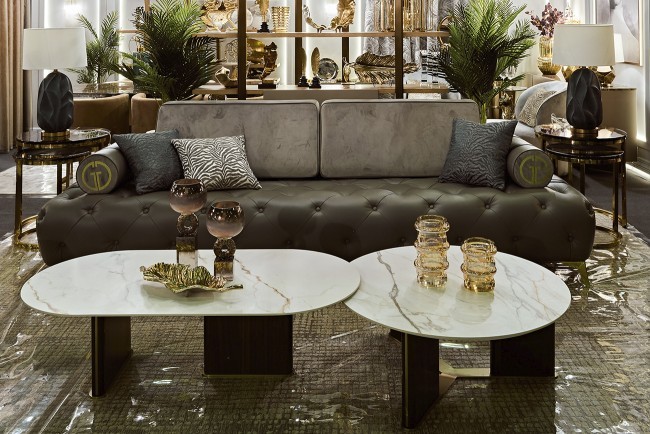 Стол журнальный круглый иск.камень белый d90*35.5см (TT-00010258)