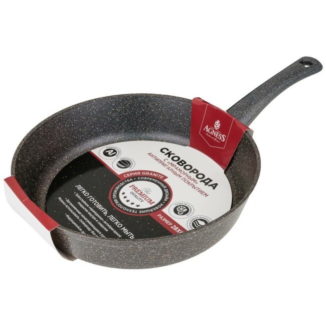 Сковорода agness глубокая с антипригарным "мраморным" покрытием, серия granite, 28х6,6см Agness (952-015) Сковорода agness глубокая с антипригарным "мраморным" покрытием, серия granite, 28х6,6см Agness (952-015)