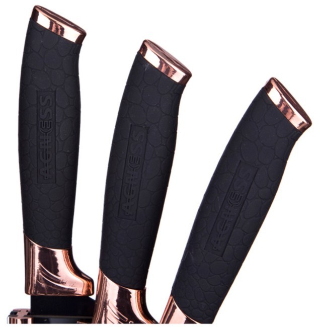 Набор ножей agness нжс с силиконовыми ручками на пластик. подставке 8 пр.(кор=6набор.) Agness (911-601)