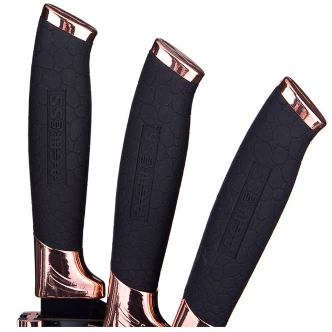 Набор ножей agness нжс с силиконовыми ручками на пластик. подставке 8 пр.(кор=6набор.) Agness (911-601)