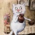 Фартук "синие коты. любовь моя", 100% хлопок,твил, беж SANTALINO (850-719-7)