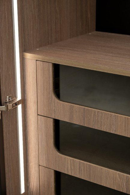 GD-10012/1-3 Шкаф Alto двух c выдв ящик,цвет дуб Урбан Кофейный,дверцы стекло(тонир) 100*57*228.5см (TT-00014198)