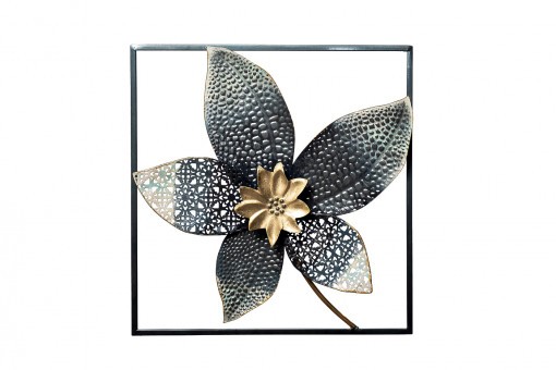 Декор настенный "Цветок" голубой 50.2*50.2*5.7 в рамке (TT-00006829)