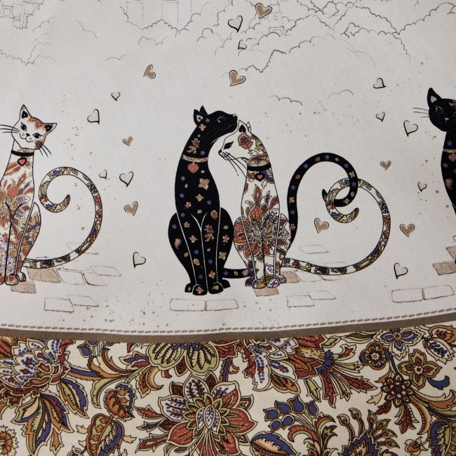 Скатерть "парижские коты" круглая 190 см твилл водооталкивающая  пропитка Lefard (850-746-22)