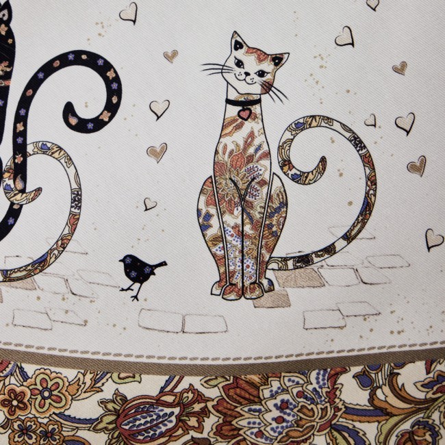 Скатерть "парижские коты" круглая 190 см твилл водооталкивающая  пропитка Lefard (850-746-22)