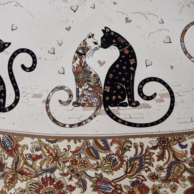 Скатерть "парижские коты" круглая 190 см твилл водооталкивающая  пропитка Lefard (850-746-22)