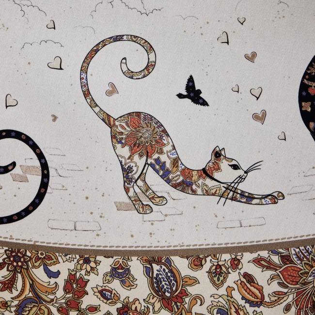 Скатерть "парижские коты" круглая 190 см твилл водооталкивающая  пропитка Lefard (850-746-22)