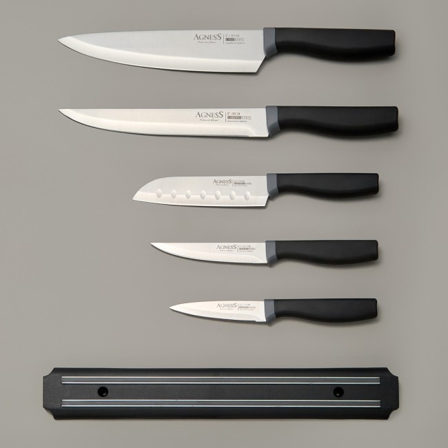 Набор ножей agness 6 пр.с магнитным держателем и пластиковой ручкой, серия corrida Agness (911-043)