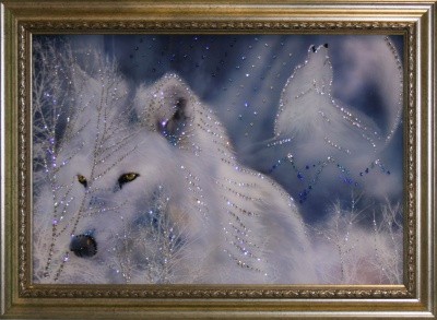 Картина Белые волки с кристаллами Swarovski (1057)