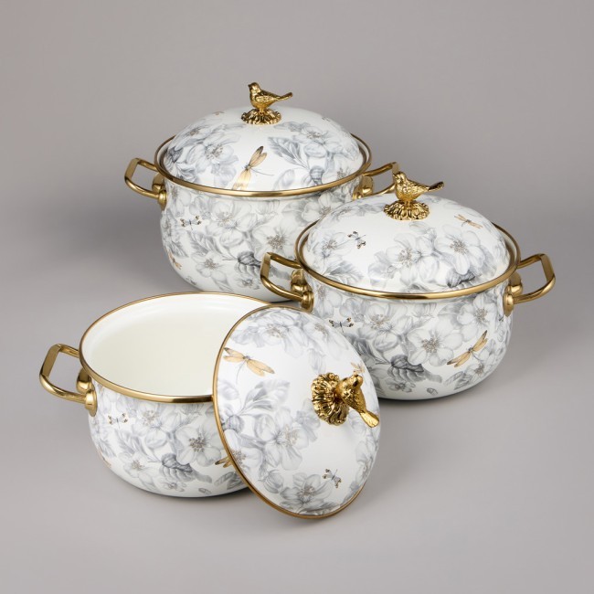 Набор кастрюль agness эмалированных серия "яблоневый сад", 6пр. 2,1л, 2,8л и 3,8л Agness (950-606)