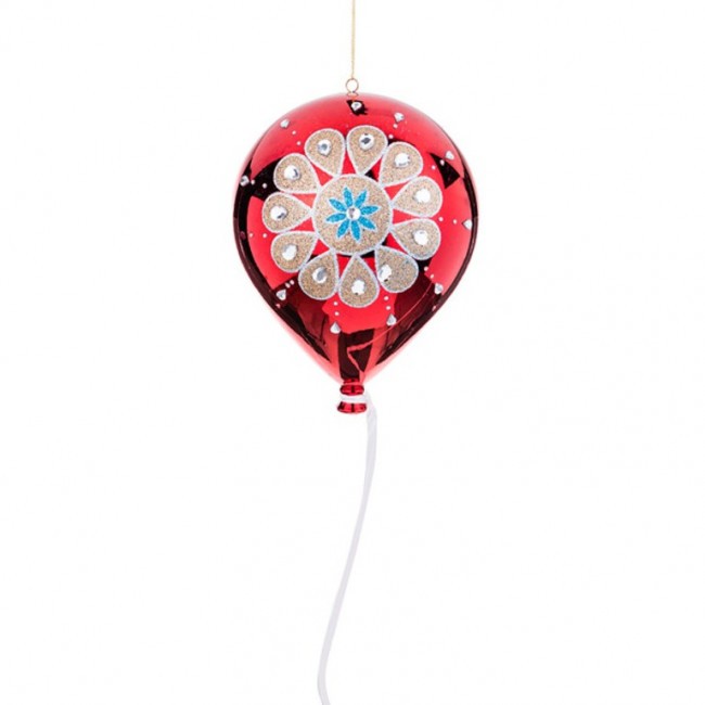 Декоративное изделие "шарик с орнаментом" цвет:красный диаметр=200 мм высота=25 см без упаковки (мал Lefard (749-125)