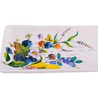 Блюдо сервировочное 28х10,6х3см Лесные ягоды с лимонами доломит LR (60157) Блюдо сервировочное 28х10,6х3см Лесные ягоды с лимонами доломит LR (60157)