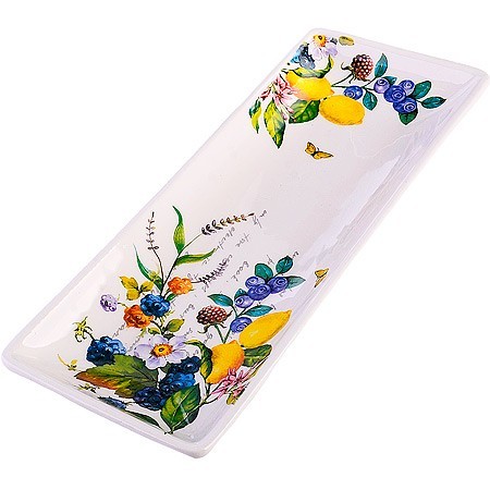 Блюдо сервировочное 28х10,6х3см Лесные ягоды с лимонами доломит LR (60157) Блюдо сервировочное 28х10,6х3см Лесные ягоды с лимонами доломит LR (60157)