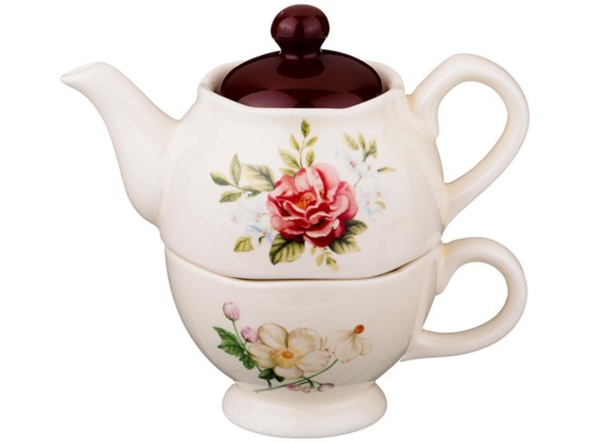 Набор: чайник и чашка серия "villa taranto "шиповник" 400 мл. 17*10*17 см. Lefard (493-646)