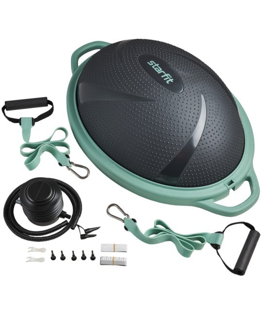 БЕЗ УПАКОВКИ Полусфера "BOSU" STARFIT GB-503 с эспандерами, с насосом, серый/зеленый (2115148)