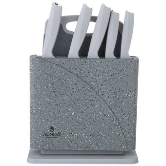 Набор ножей agness нжс на пластиковой подставке и разделочная доска, 7 пр. Agness (911-765) Набор ножей agness нжс на пластиковой подставке и разделочная доска, 7 пр. Agness (911-765)