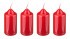 Набор свечей из 4 шт. 10*5 см. красный лакированный Adpal (348-446)