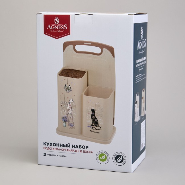 Набор agness из подставки и доски, серия "lavender cats" Agness (671-210)